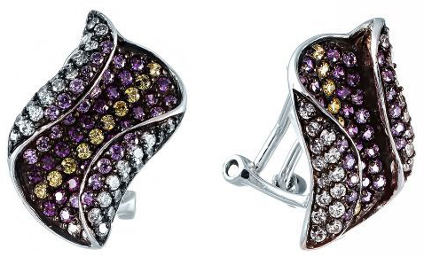 

Серьги женские из серебра Джей Ви PE120076E, фианит, PE120076E