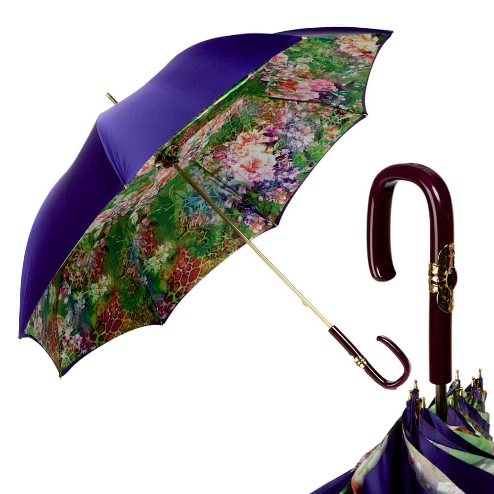 фото Зонт-трость женский механический pasotti viola tropical plastica fiore фиолетовый