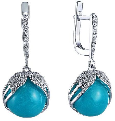 

Серьги женские из серебра Джей Ви SE001230C-1, стекло/фианит, SE001230C-1