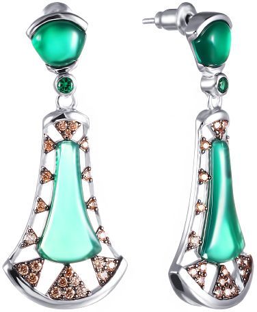 

Серьги женские из серебра Джей Ви 1-214472-378300-7, агат/фианит, 1-214472-378300-7