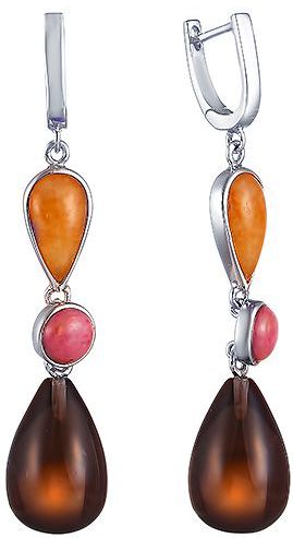 

Серьги женские из серебра Джей Ви TR35E, авантюрин/кварц, TR35E