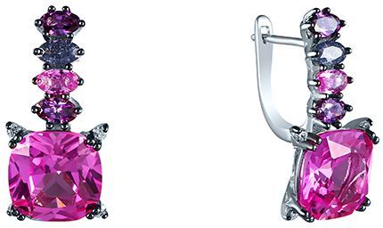 

Серьги женские из серебра Джей Ви AES34966W, стекло/фианит, AES34966W