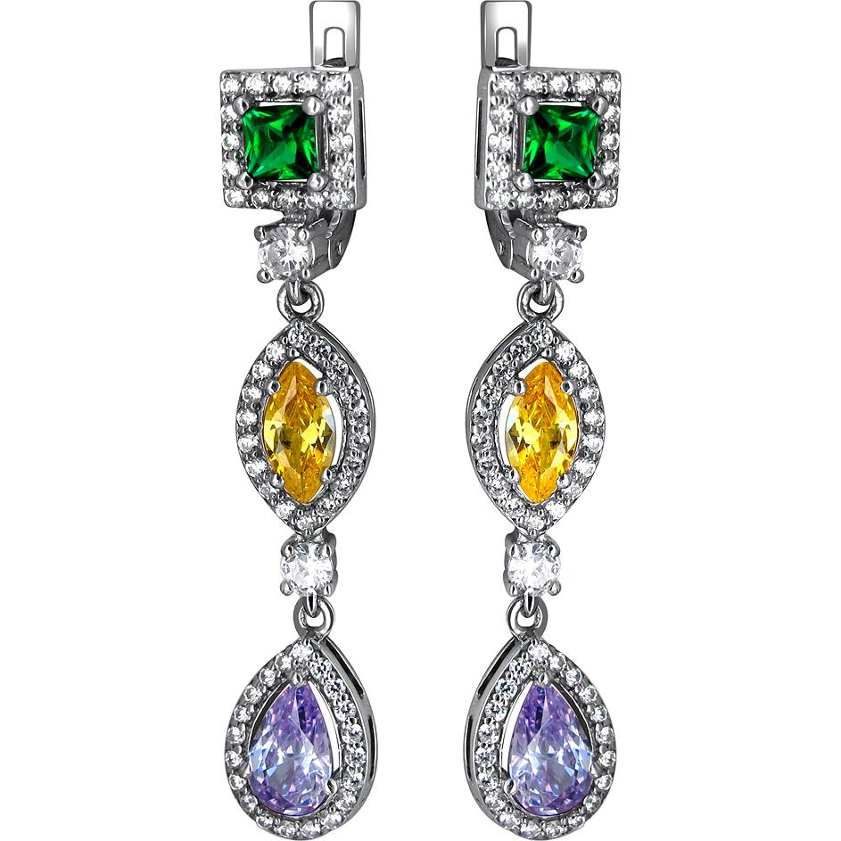 

Серьги женские из серебра Эстет 01С2511668-1, изумруд/фианит, 01С2511668-1