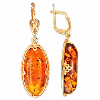 

Серьги женские из серебра Эстет 51С450514П, янтарь, 51С450514П