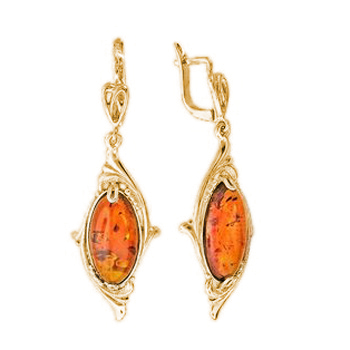

Серьги женские из серебра Эстет 51С450512П, янтарь, 51С450512П