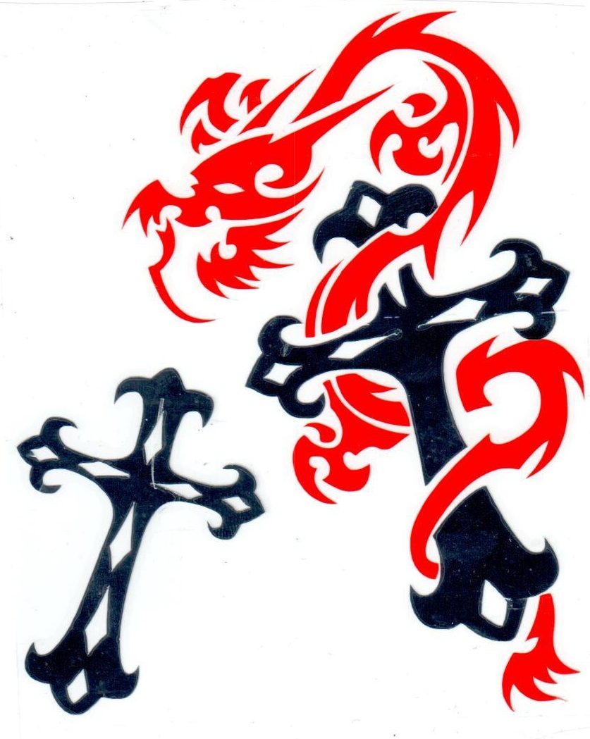 фото Наклейка светоотражающая mashinokom кресты и дракон nkt 0519