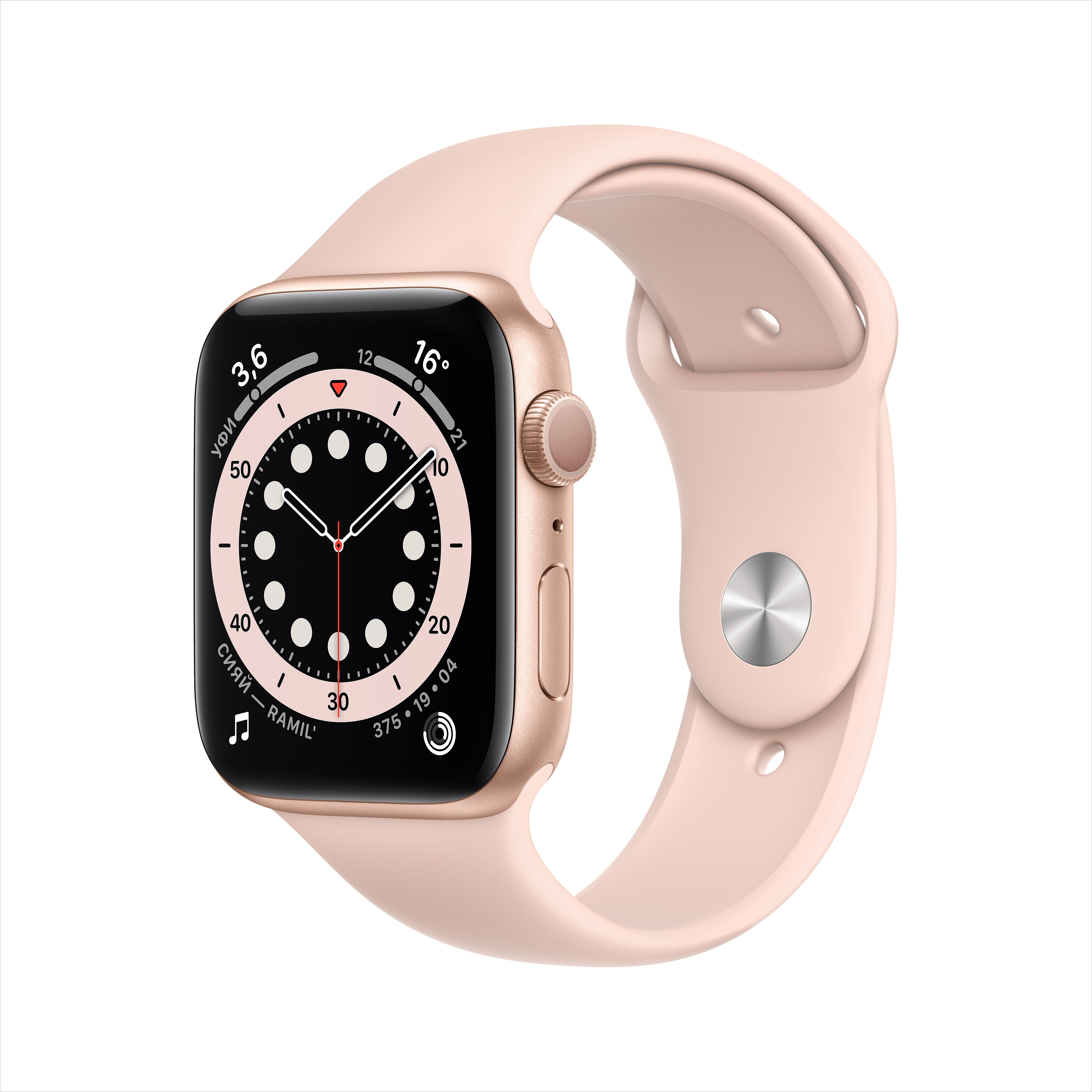 фото Смарт-часы apple watch series 6 44mm gold with pink sand sport band (m00e3ru/a)