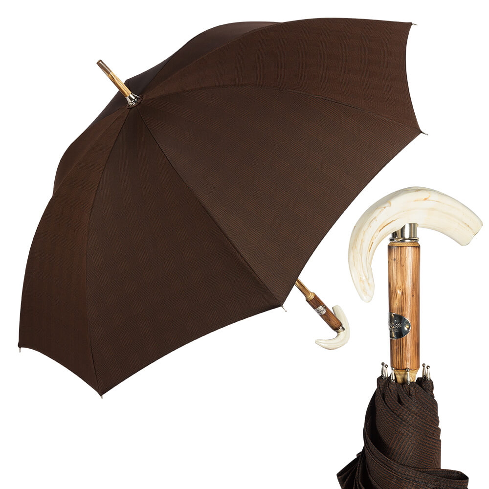 Зонт-трость мужской механический Pasotti Tooth Milford коричневый