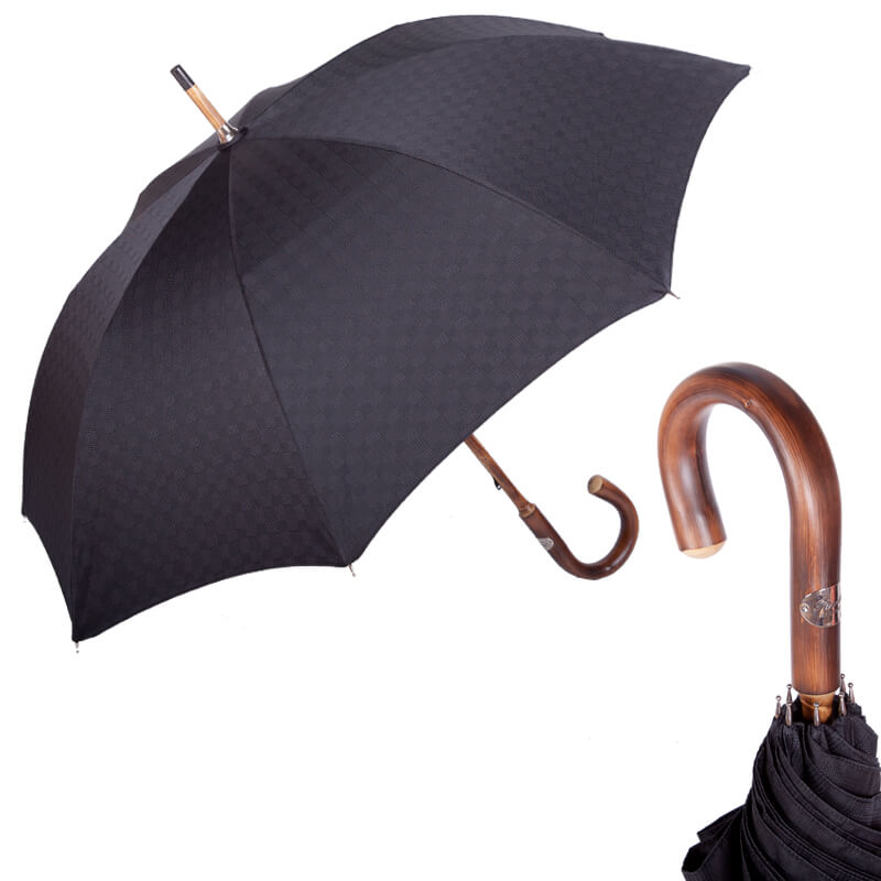 Зонт-трость мужской механический Pasotti Chestnut Di Legno Strong черный