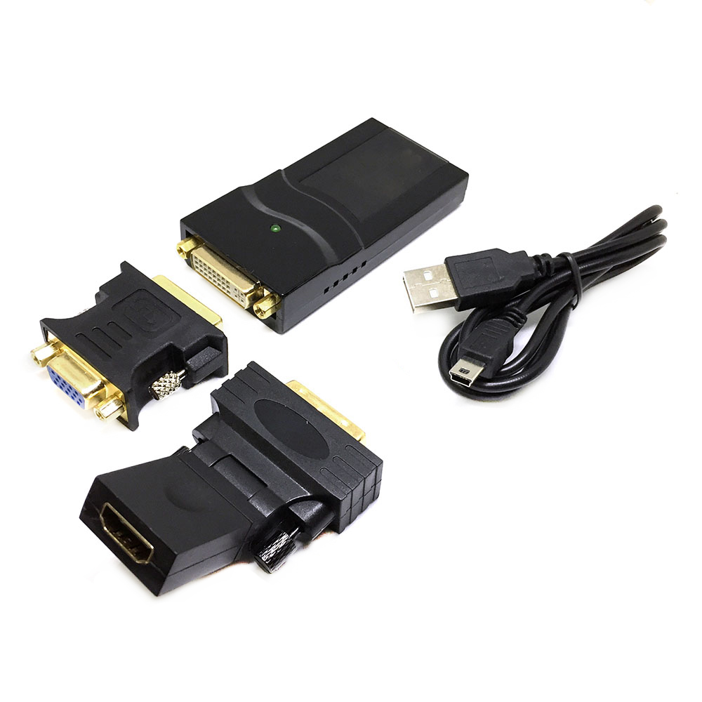 Переходник Espada USB A-HDMI/DVI/VGA , M-F Black (H000USB)