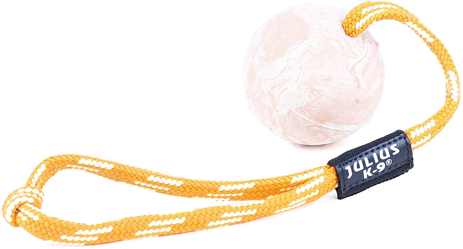 

Жевательная игрушка для собак Julius-K9 , розовый, желтый, 6 см, 1 шт, IDC®-Ball мяч с ручкой для собак d = 6 см