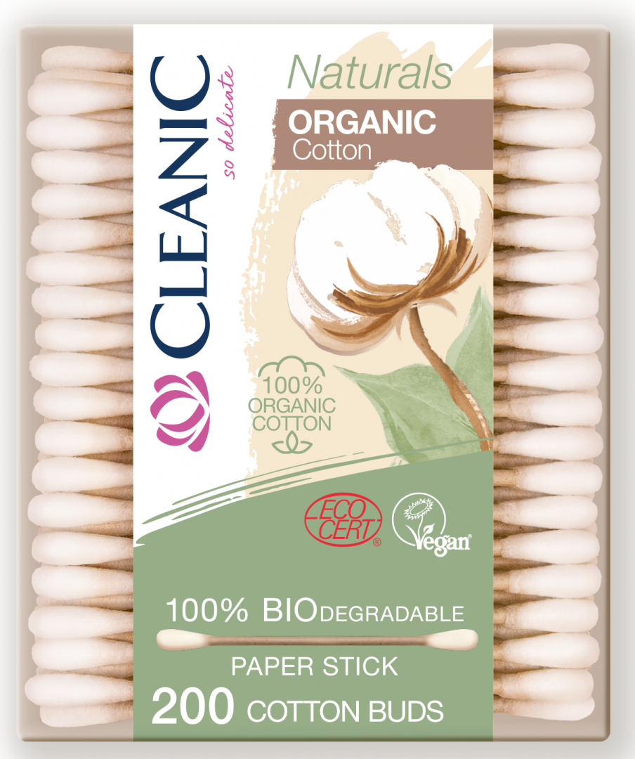 Ватные палочки из органического хлопка CLEANIC Naturals Organic Cotton, 200 шт