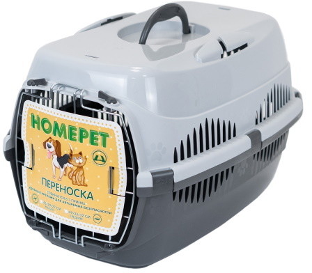 фото Переноска для животных homepet 33x43x32см серый