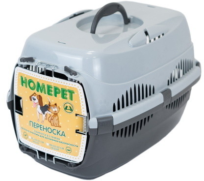 фото Переноска для животных homepet с металлической дверцей, 29x43x27см серый