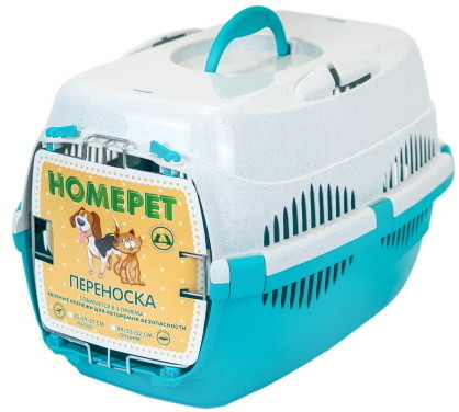 фото Переноска для животных homepet 29x43x27см бирюзовый, белый