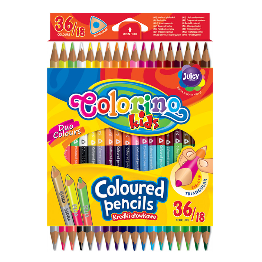 

Цветные треугольные карандаши "Colorino", двухсторонние, 36 цветов