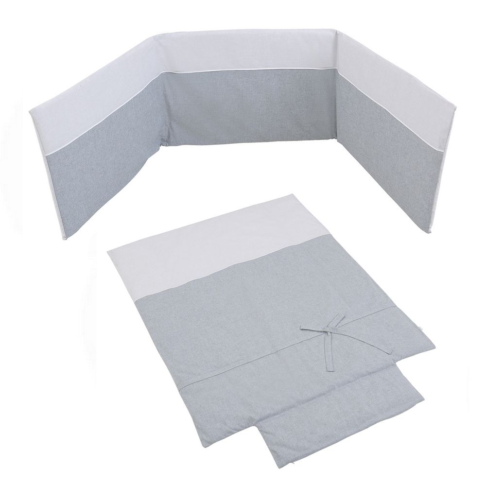 фото Набор micuna nature grey бортики и покрывало, 140х70