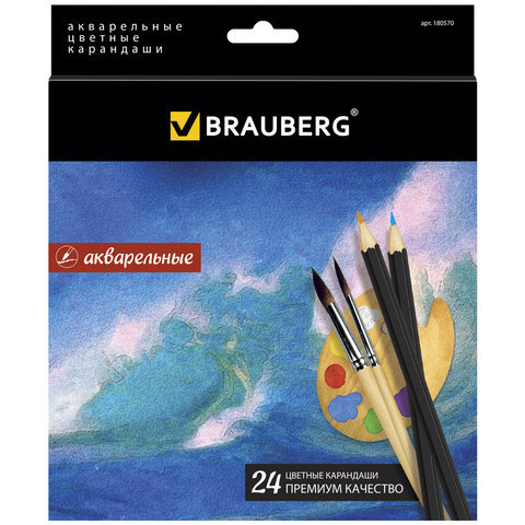фото Карандаши цветные акварельные "artist line", 24 цвета, заточенные brauberg