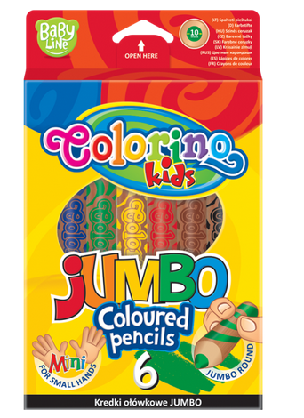 

Круглые цветные карандаши "EXTRA JUMBO" с корпусом натурального дерева, 6 цветов