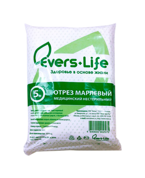 

Марля медицинская нестерильная 90см х5м Evers Life, Белый