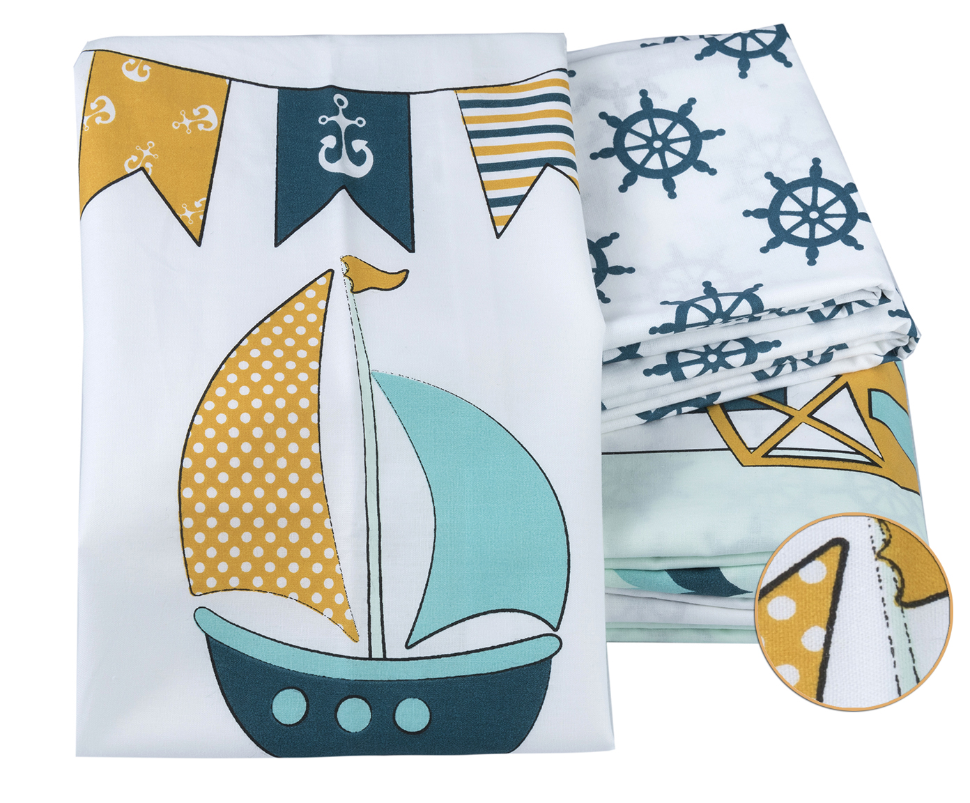 фото Комплект постельного белья hobby home collection baby sailor минт с одеялом hobby home textile