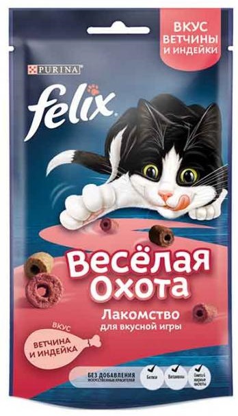 фото Лакомство для кошек felix веселая охота, с ветчиной и индейкой, 50 г