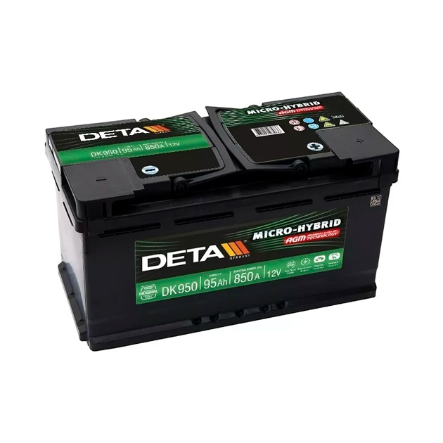 

АКБ 95ah Deta Start-Stop Agm 12v 95ah 850a Etn 0(R ) B13 353x175x190mm 26kg DETA DK950