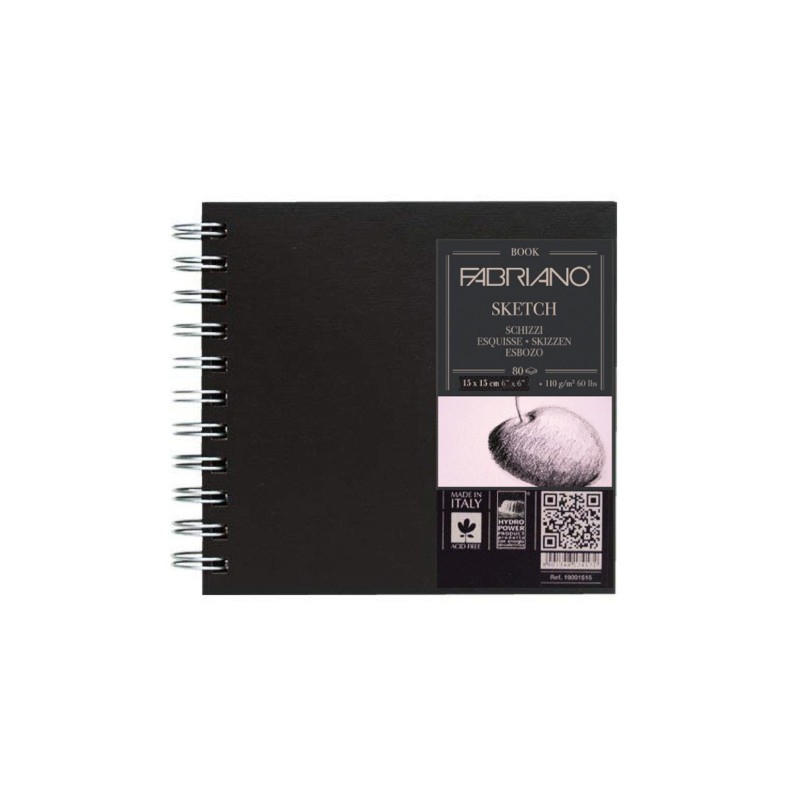 

Блокнот для эскизов на спирали Fabriano "Sketch"15x15 см 80 л 110 г твердая обложка