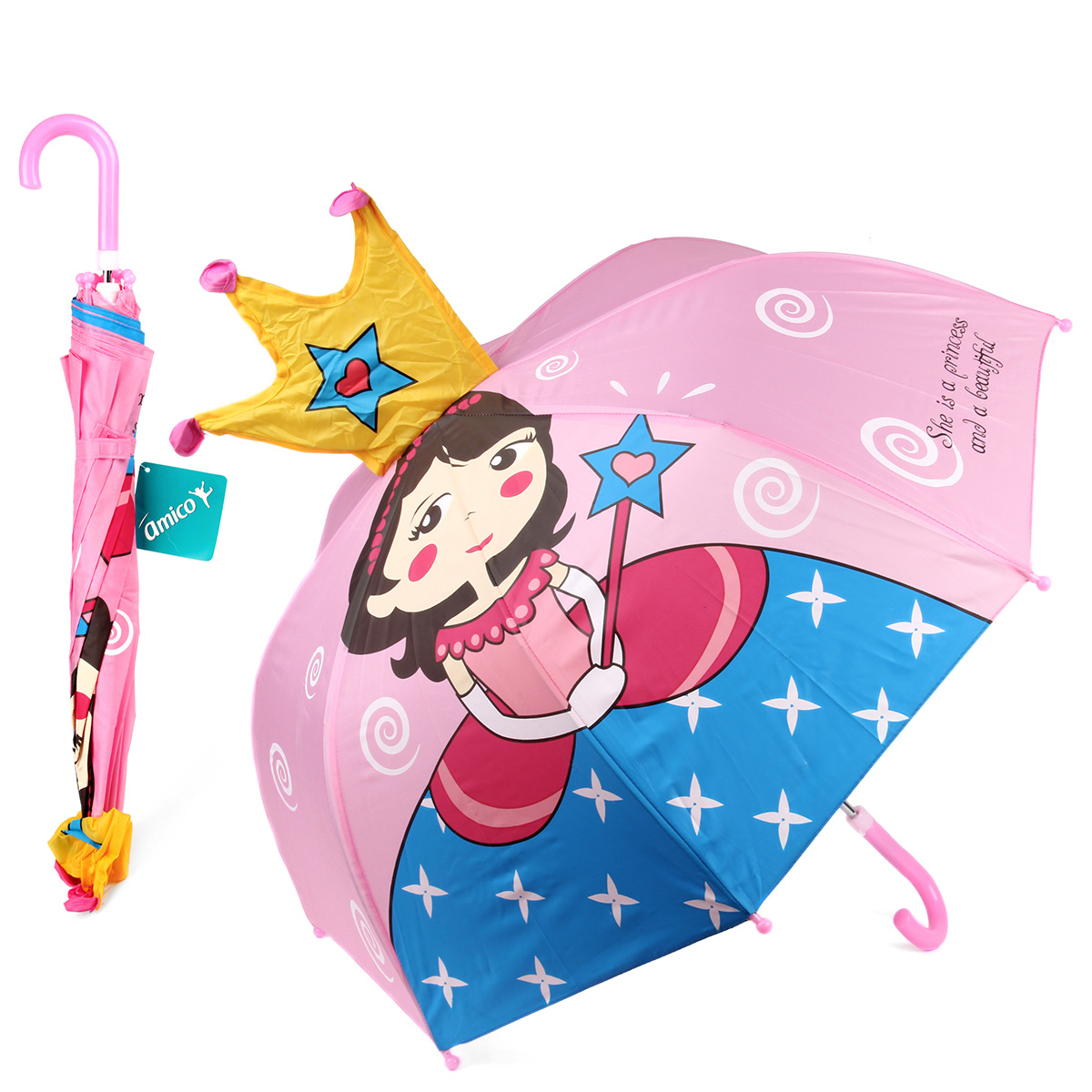 Зонт-трость детский Ami&Co в ассортименте, длина 60 см/диаметр 73 см