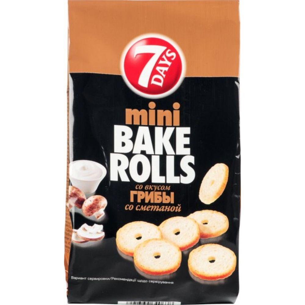 фото Сухарики 7 days мини bake rolls с приправой сметана грибы 10*80 г