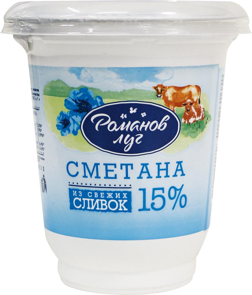 

Сметана романов луг бзмж жир. 15 % 300 г пл/ст кривское россия
