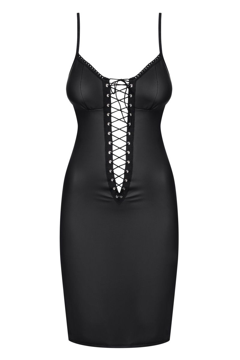 фото Элегантное платье на шнуровке redella, черный, l-xl, obsessive