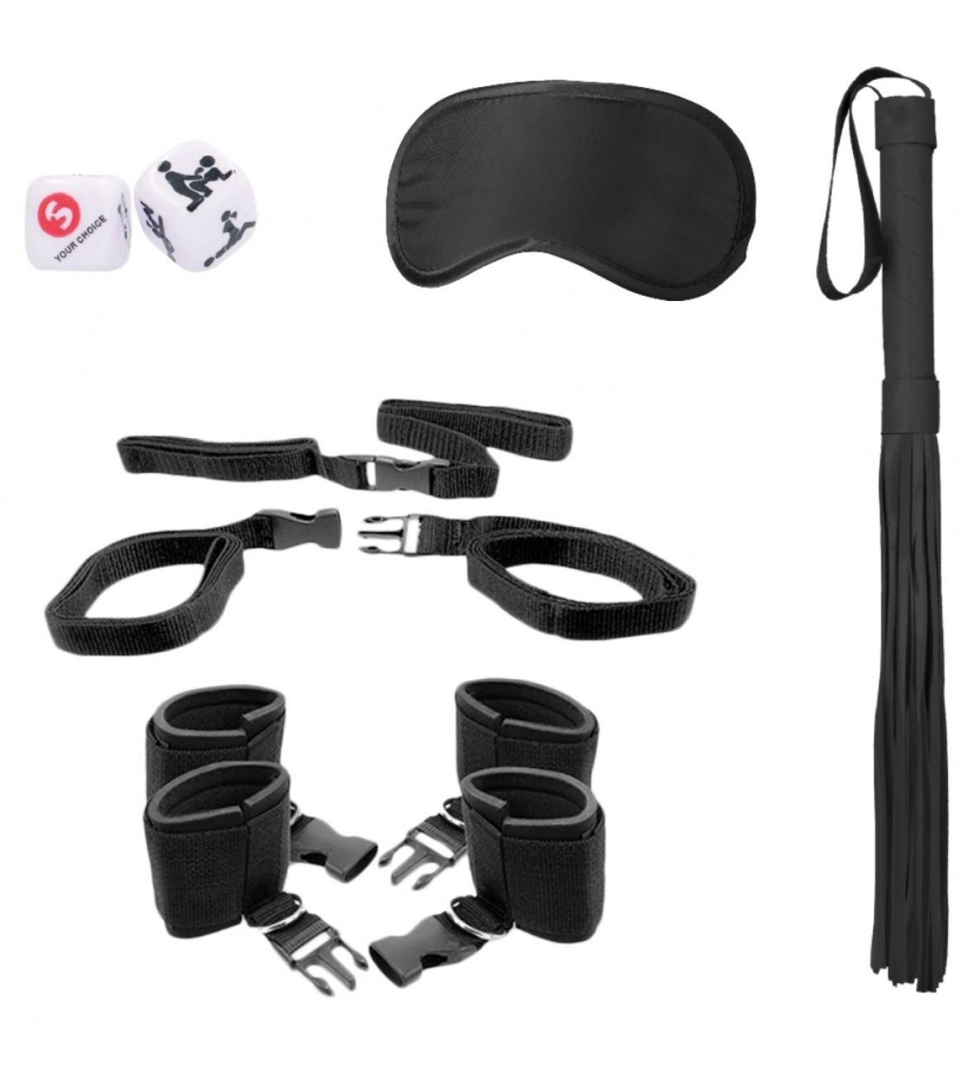 фото Черный игровой набор бдсм bed post bindings restraing kit shots media bv