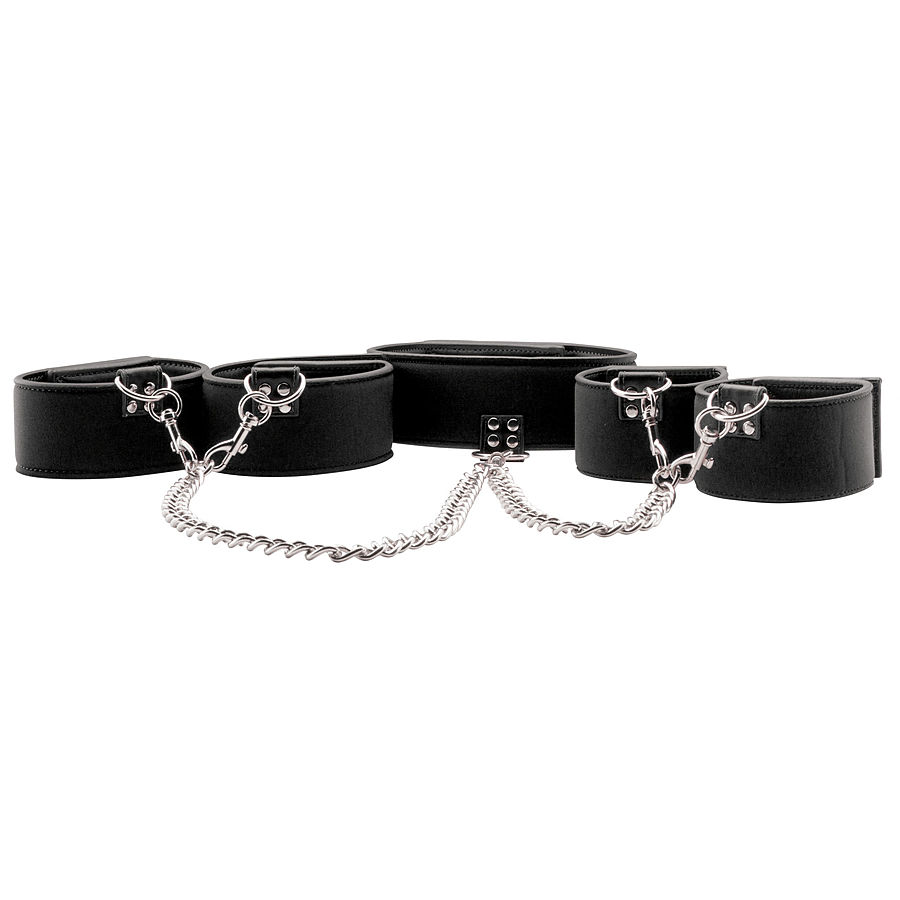 фото Черный ошейник с наручниками velcro collar with separate cuffs shots media bv