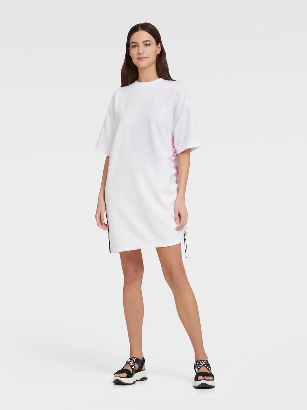 

Платье-футболка женское DKNY DP0D4233/WHTS белое S, DP0D4233