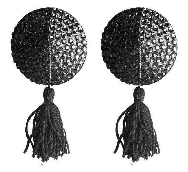 

Черные круглые пэстисы Nipple Tassels Round, черный, Shots Media BV, OU030BLK