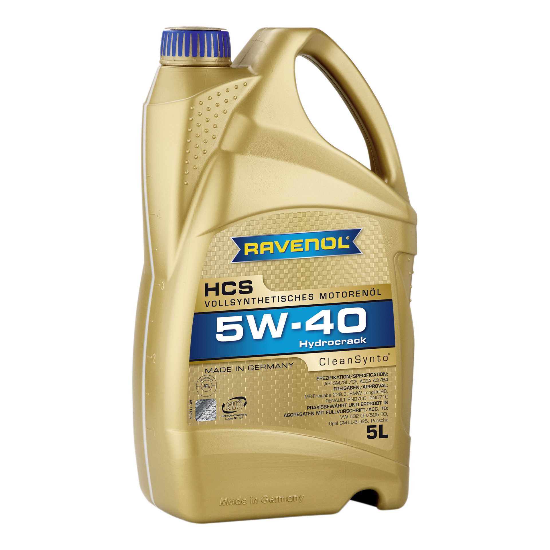 

Моторное масло Ravenol HCS 5W40 5 л, HCS