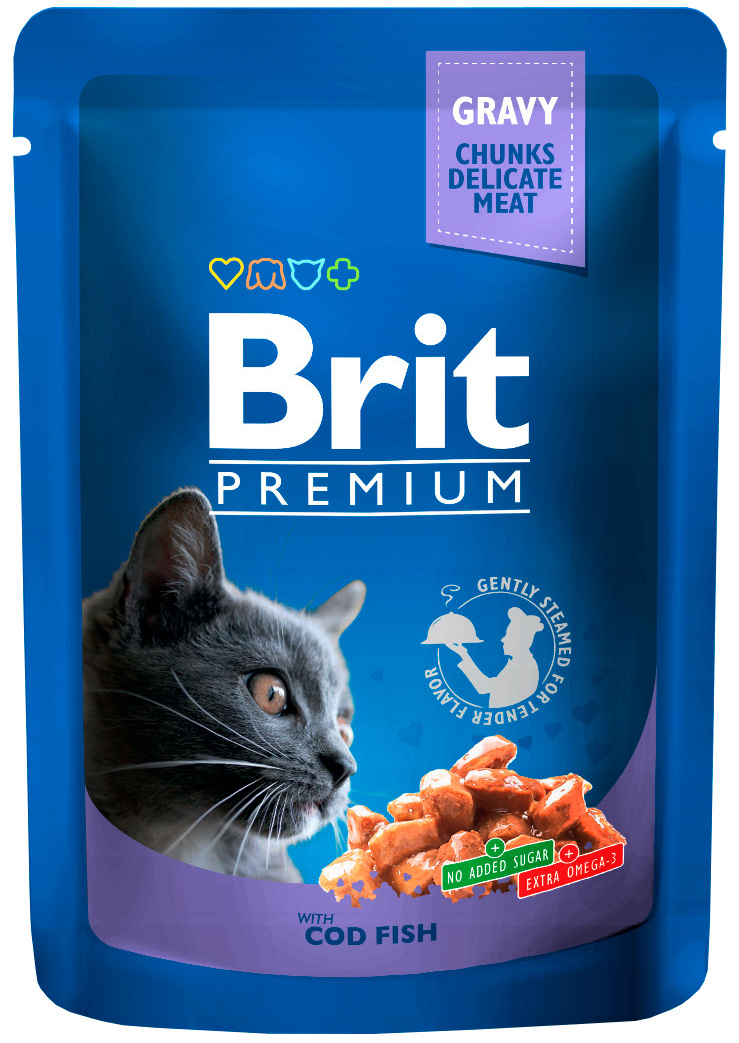 фото Влажный корм для кошек brit premium with cod fish, с треской, 24шт по 100г