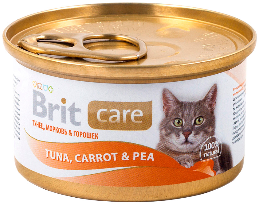 фото Консервы для кошек brit care tuna, carrot & pea, с тунцом, морковью и горошком 12шт по 80г