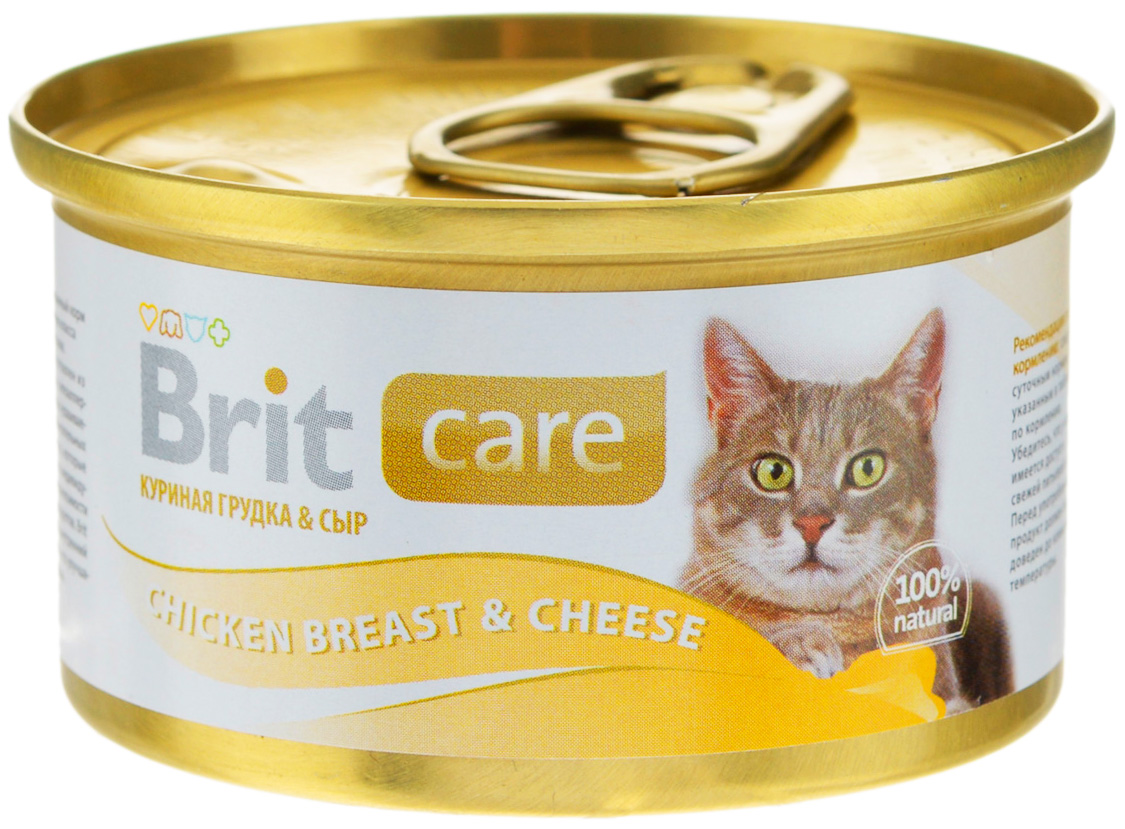 фото Консервы для кошек brit care chicken breast & cheese с куриной грудкой и сыром 12шт по 80г