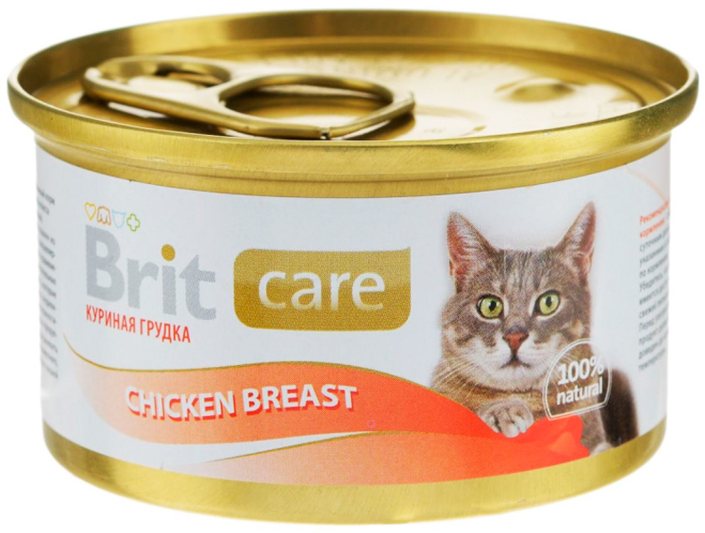 Консервы для кошек Brit Care с куринойгрудкой, 12шт по 80г