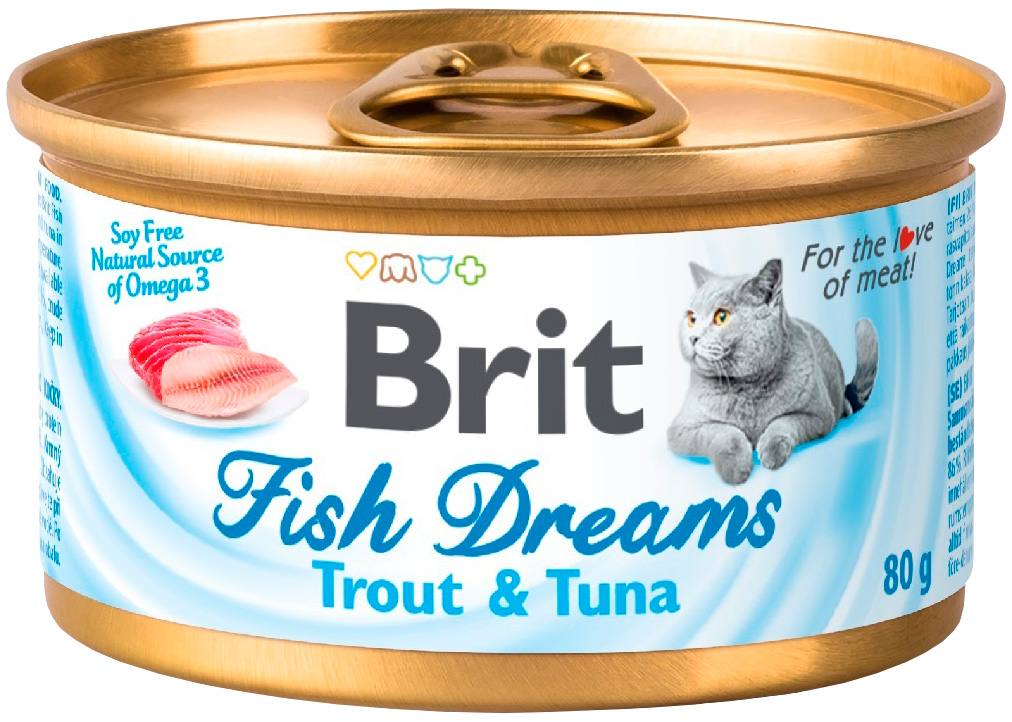 фото Консервы для кошек brit care fish dreams, с форелью и тунцом, 12шт по 80г