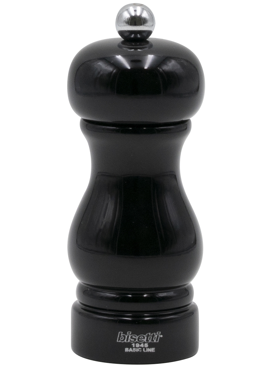 фото Мельница bisetti 7150lnl серия sorrento для перца из бука, черная, лакированная, 13 см