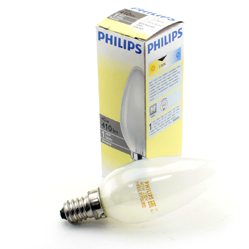 фото Лампа накаливания e14 b35 40w матовая philips