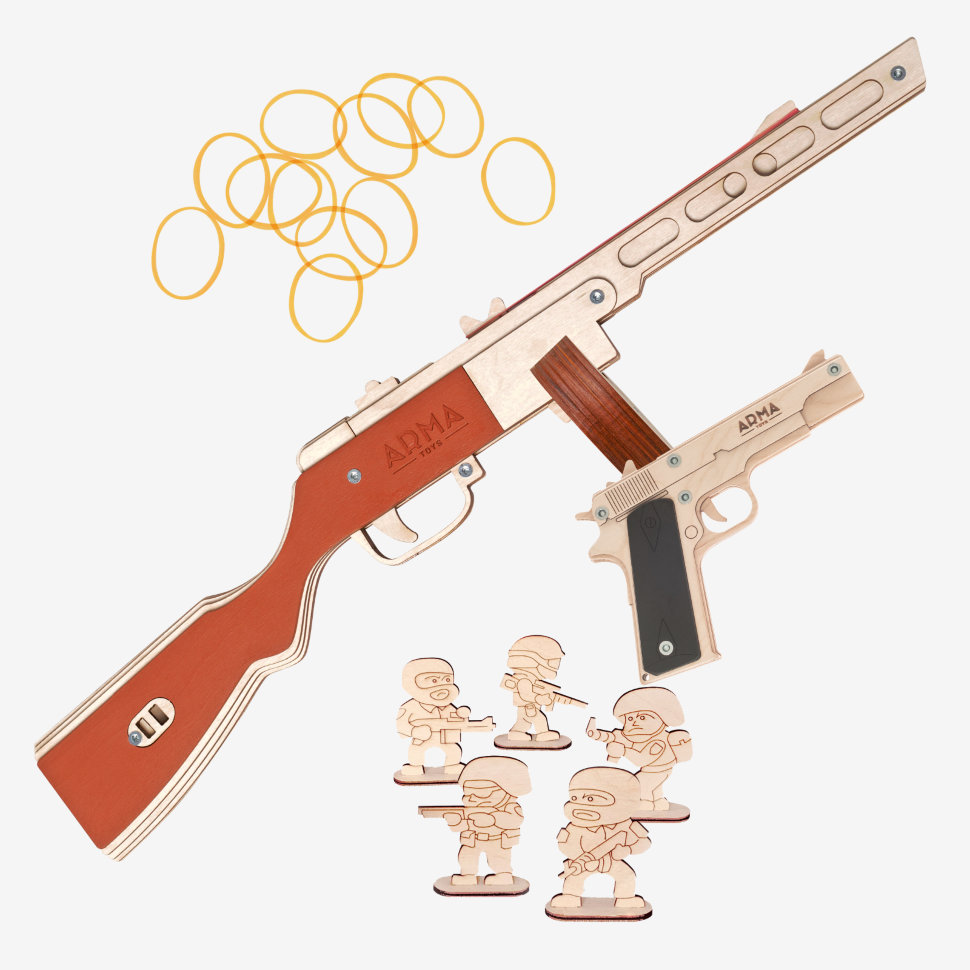 

Помощь союзников - 1 Arma.toys автомат ППШ светлый и пистолет Кольт, резинкострелы, резинкострел