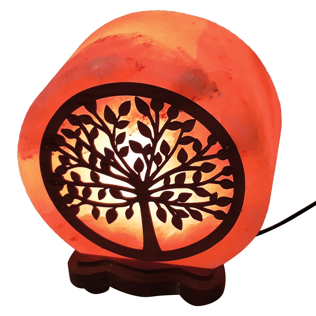 Солевая лампа «КРУГ- 6 с дерев. картиной Денежное ДЕРЕВО» Wonder Life около 3-4 кг