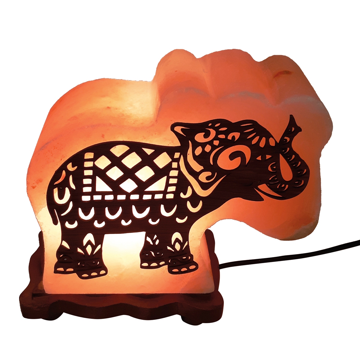фото Солевая лампа «слон с дерев. картинкой» wonder life 4-5 кг без подар. коробки