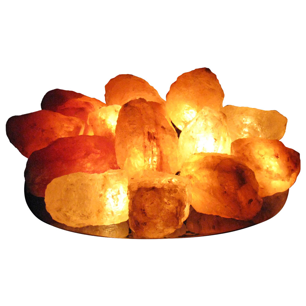 фото Солевая лампа «огненная чаша» wonder life из 15 камней на блюде около 3кг