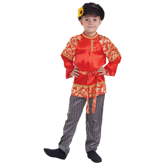 фото Карнавальный костюм страна карнавалия хохлома, цв. красный; серый р.116