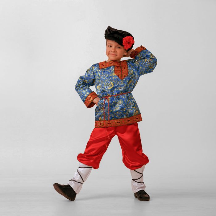 фото Карнавальный костюм батик царевич, цв. голубой; красный р.134 batik